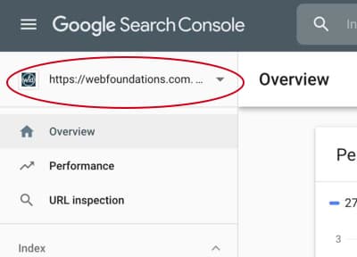 google search console select account