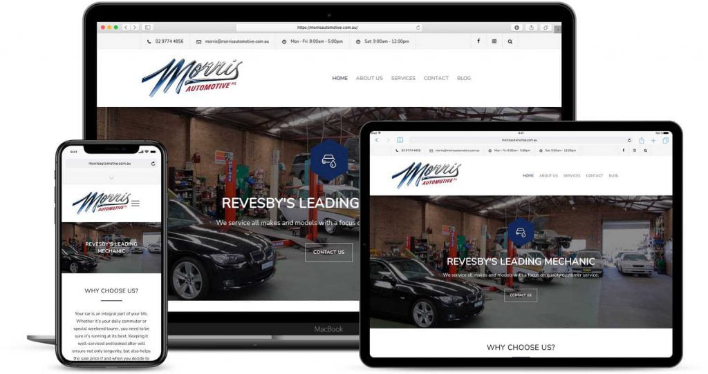 Multi device portfolio image of the Morris Automotivewebsite