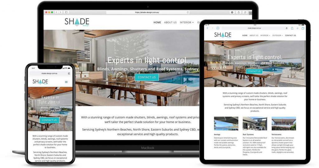 Multi device portfolio image of the Shade Design website