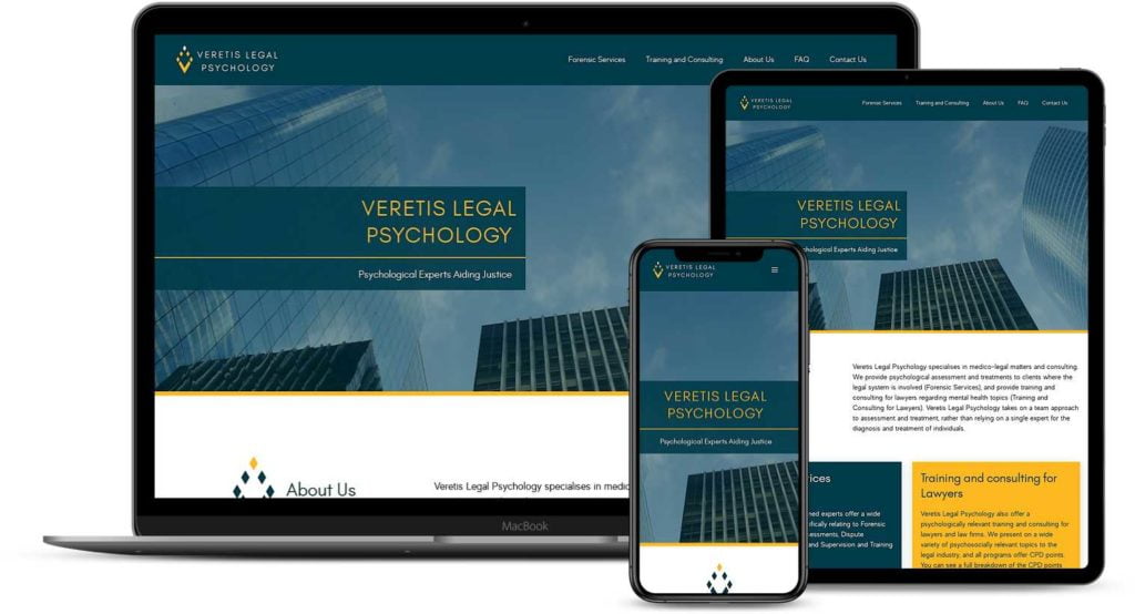 An image showing how the Veretis Legal Psychology site looks on multiple devices